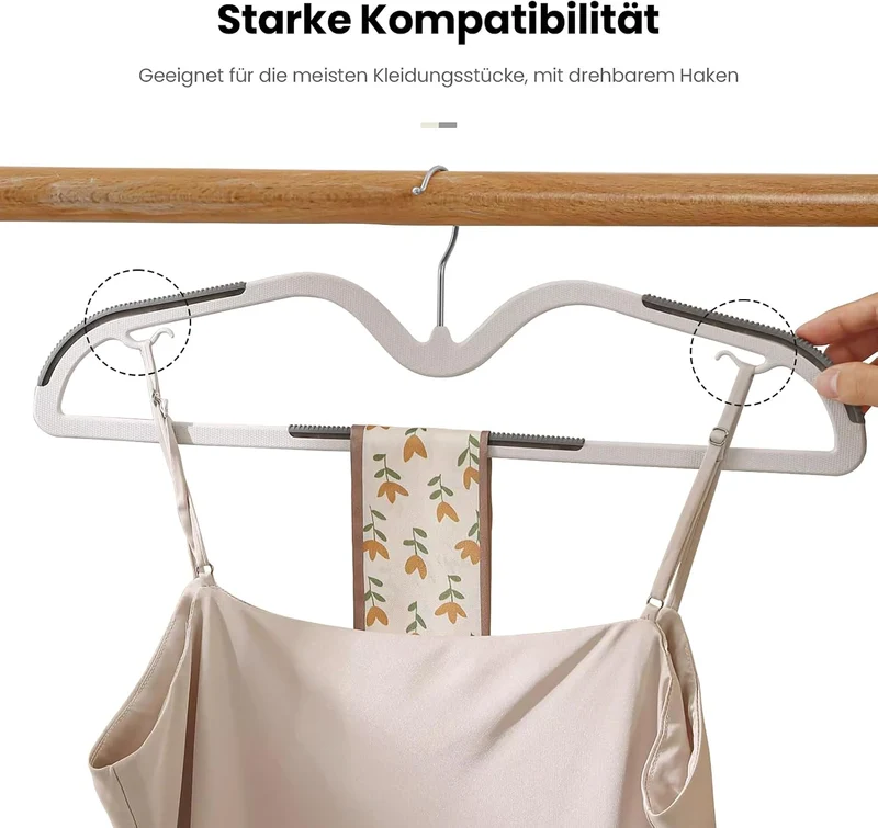 Jiang&Rong 50 Stück Kunststoff Kleiderbügel, rutschfest, Platzsparend | Kleiderbügel Kurzer Hals, Mi