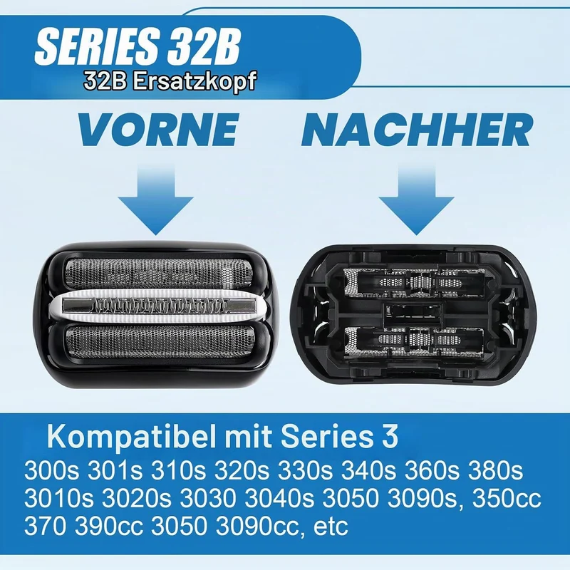 3 Stück 32B Scherkopf Serie 3, Elektrischer S3 Rasierkopf Kompatibel Mit Series 3, S3 Scherkopf Ersa