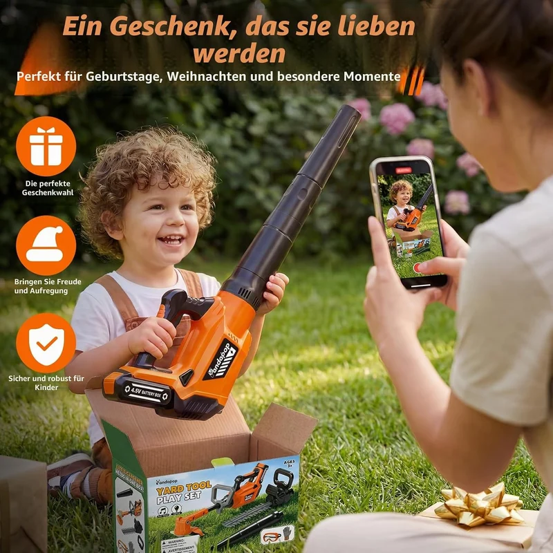 Pandapop Gartenspielzeug Kinder, Rasenmäher Kinder, Spielzeug ab 3 Jahre
