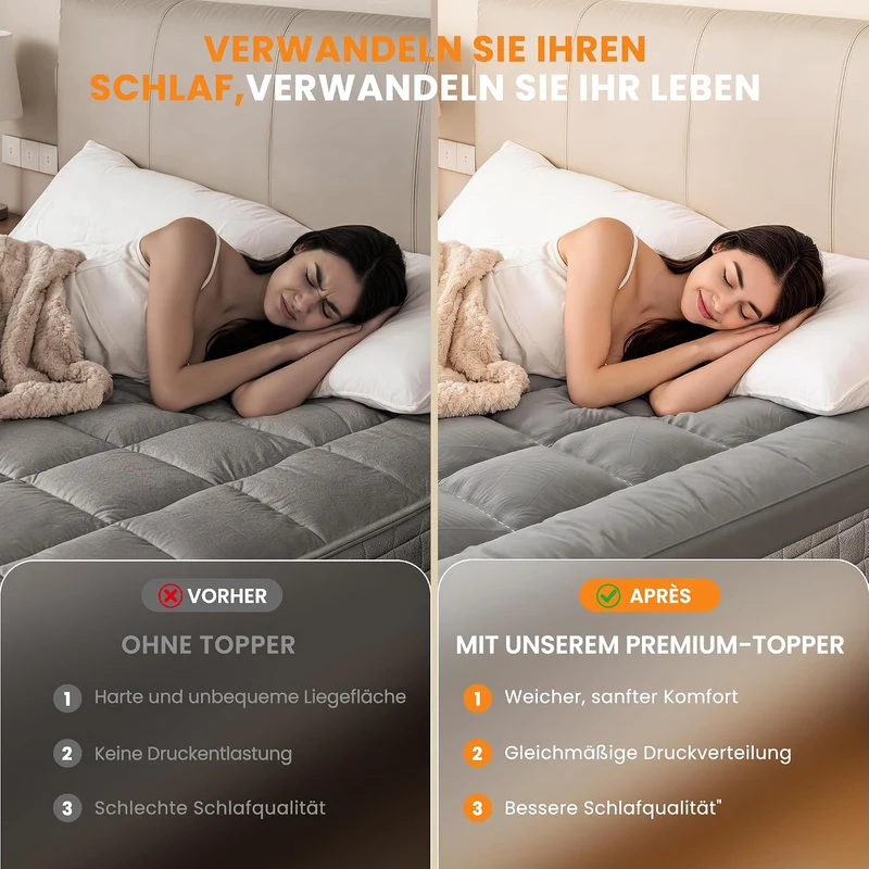 Wowttrelax Matratzenauflage 90 x 200 cm, Stärke 8 cm | Hoch atmungsaktiv, ohne lästigen Wärmestau Er