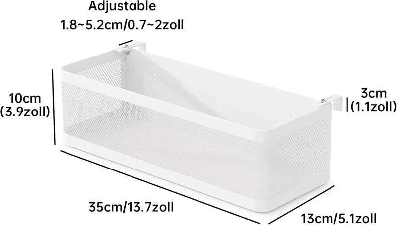 Bettablage zum Einhängen, Bett Organizer für Schlafzimmer & Wohnheim, XL Weiss 35 × 13 × 10 cm, Weis
