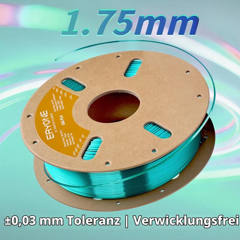 ERYONE Silk PLA Filament 1.75 mm, 3D Drucker Filament PLA Silk,+/- 0.03 mm, 1 kg/Spule, Seiden PLA L