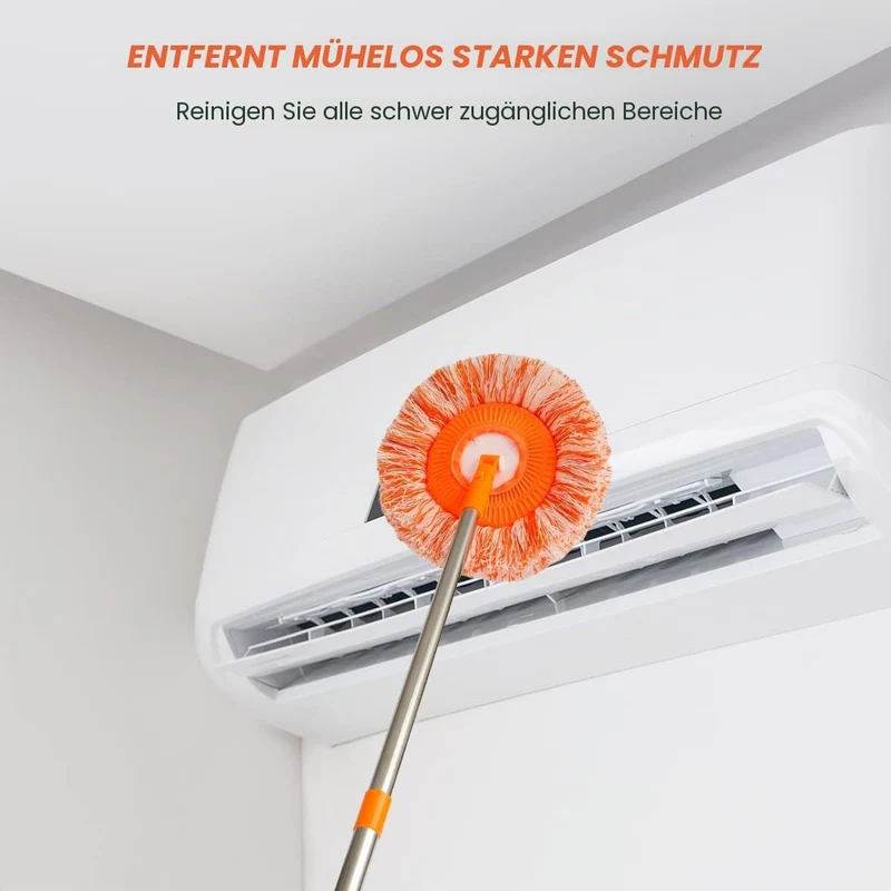360 Grad Rotatable Reinigungsmops mit 4 abnehmbaren Stangen und 4 austauschbaren Mop-Köpfen einstell