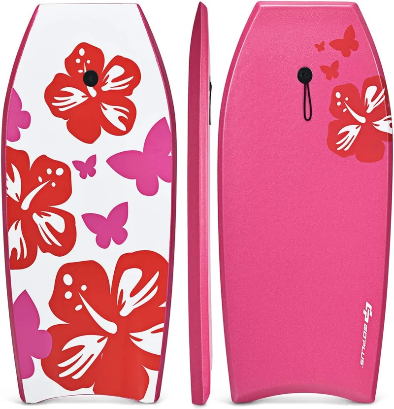 GOPLUS Bodyboard mit Fuss - Zugseil, Schwimmbrett Erfüllt mit EPS Schaumstoff, Surfboard bis zu 85 k