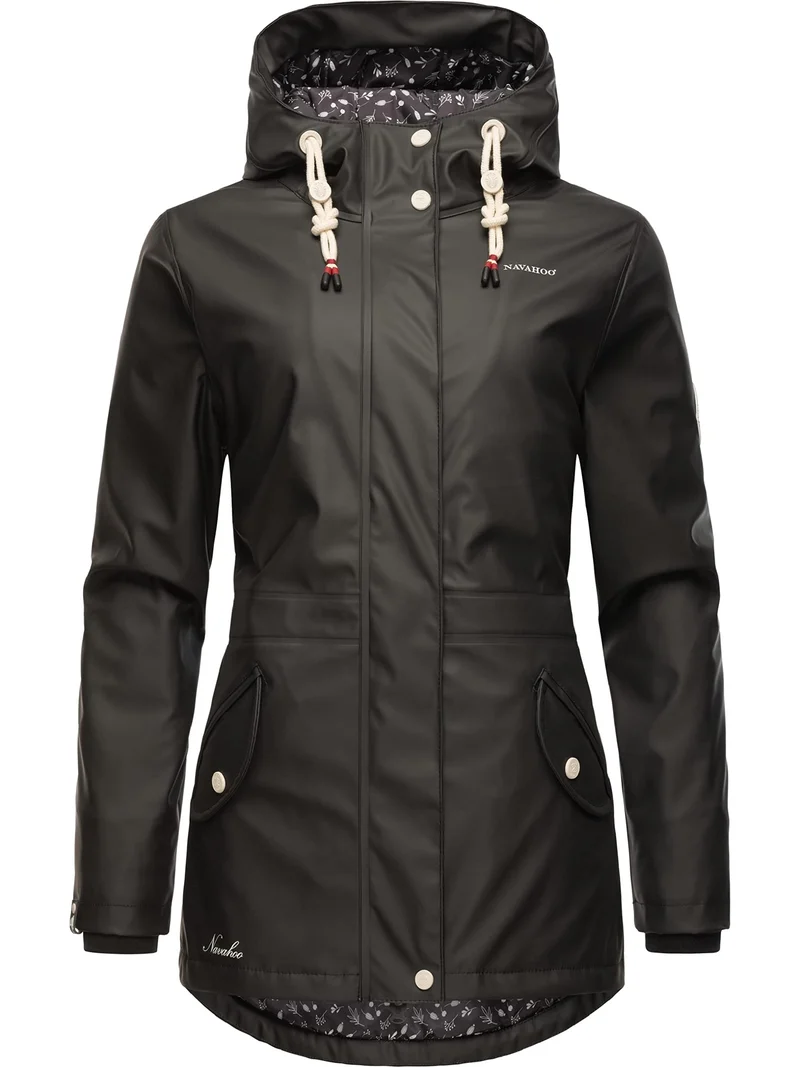 Navahoo Damen Übergangsjacke Regenmantel wasserdicht lang warm gefüttert mit Kapuze Oceans Heart XS-
