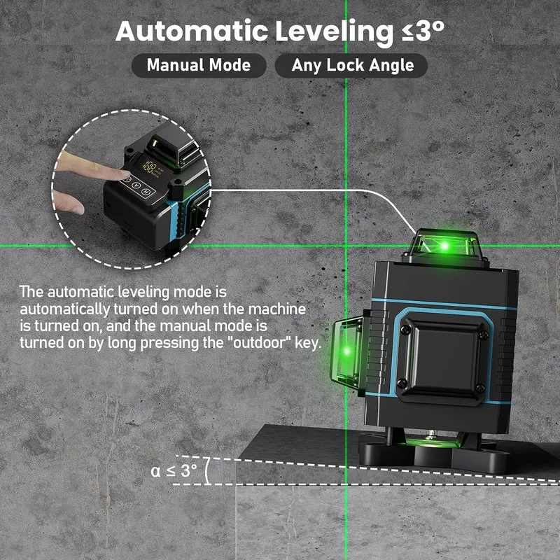 Laser-Nivelliergerät 360, Weytoll 4D 16 Linien 3° Laser Nivellierwerkzeug mit automatischer Nivellie