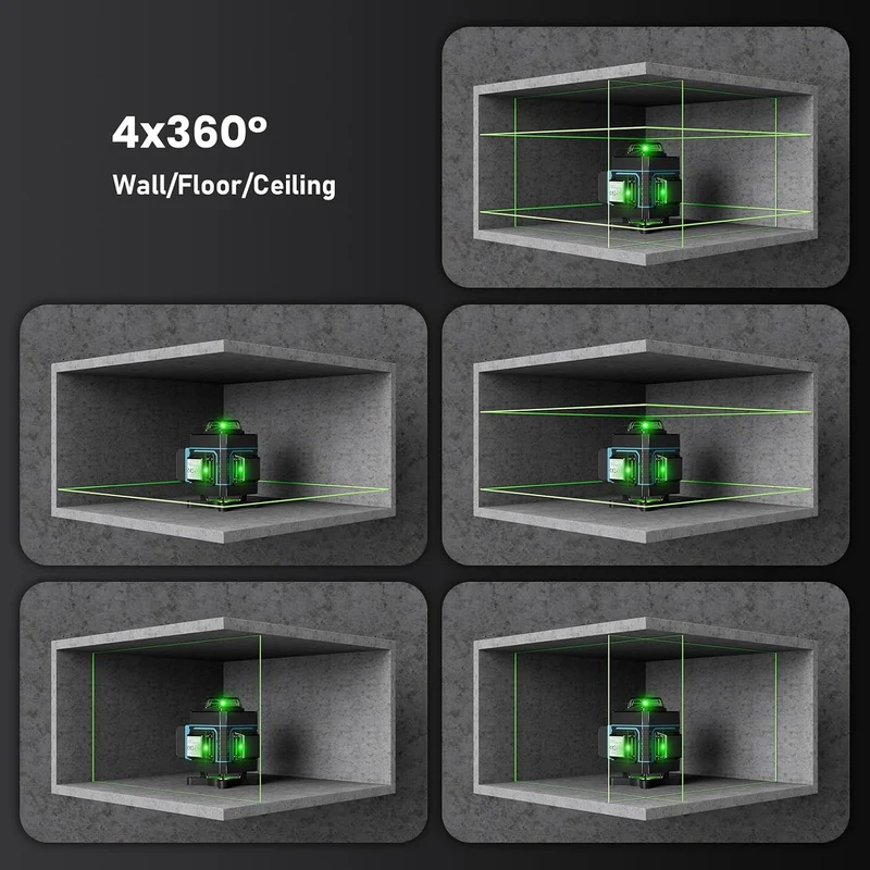 Laser-Nivelliergerät 360, Weytoll 4D 16 Linien 3° Laser Nivellierwerkzeug mit automatischer Nivellie