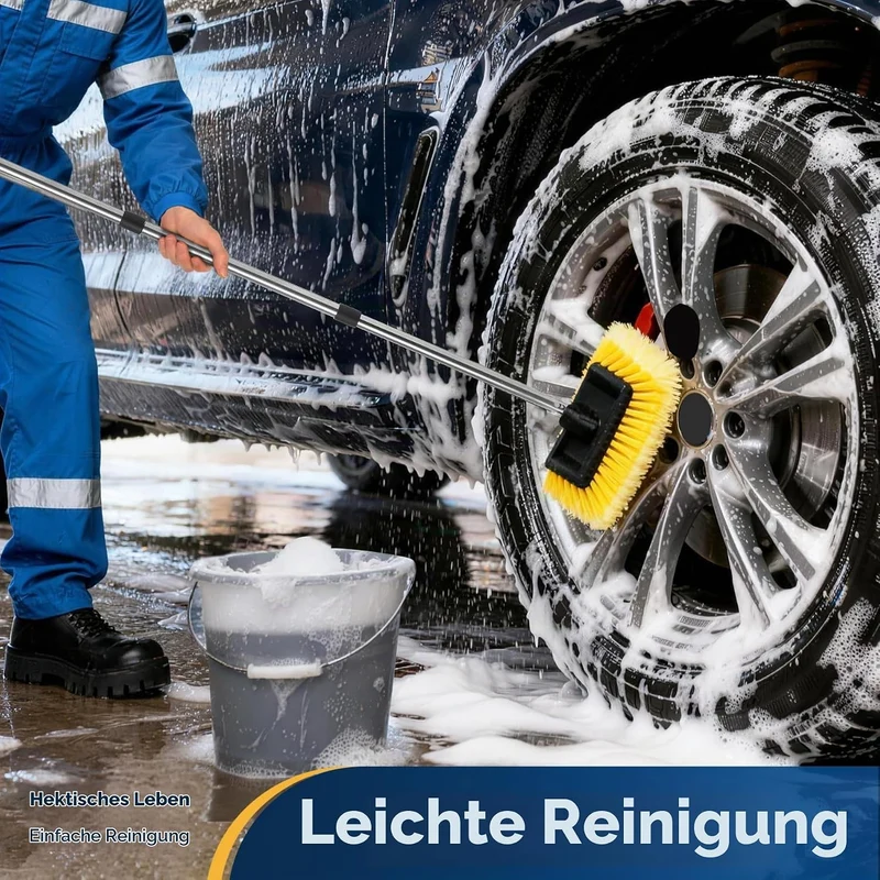 Yocada Fünfseitige Autowaschbürste mit 154,9 cm langem Griff, Keine Kratzer, 30,5 cm weiche Borstenb