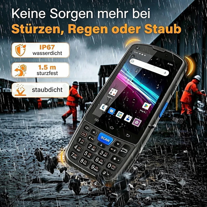 Farset F7-WiFi Android 14 Barcode-Scanner-PDA, 1D/2D/QR-Scan-Engine mit Zebra-Lizenz, SE6100, 5000 m