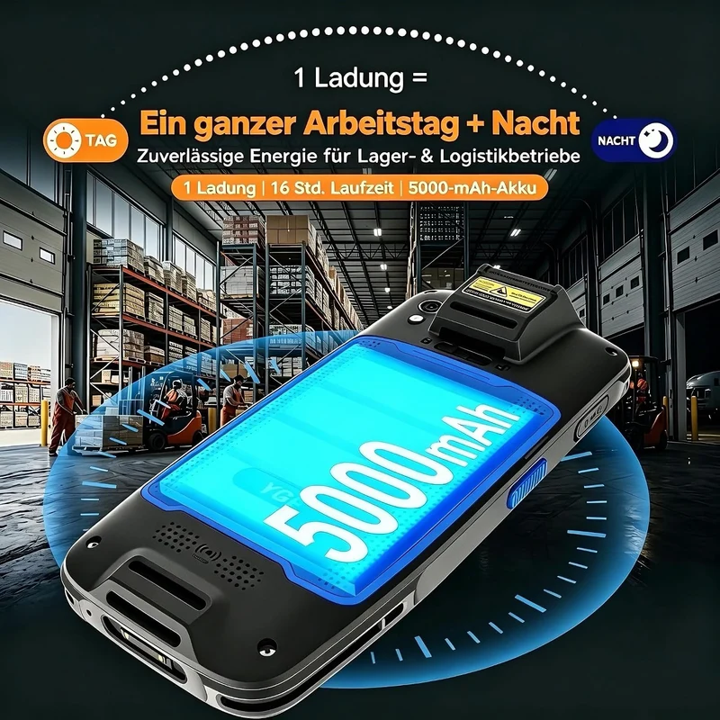 Farset F7-WiFi Android 14 Barcode-Scanner-PDA, 1D/2D/QR-Scan-Engine mit Zebra-Lizenz, SE6100, 5000 m