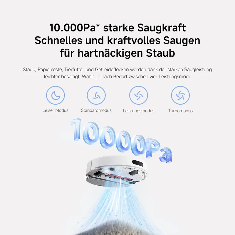 XIAOMI Saugroboter Mit Wischfunktion H40,10000Pa Saugkraftsaugroboter,Mit LDS-Laser-Navigation Staub