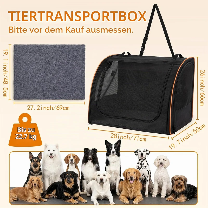 Hunde Autositz Faltbare Transportbox für Reise, Hundetragetasche Katzentragetasche Pet Carrier Trans