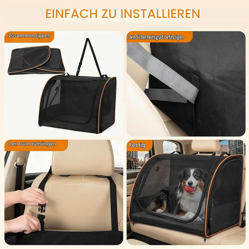 Hunde Autositz Faltbare Transportbox für Reise, Hundetragetasche Katzentragetasche Pet Carrier Trans
