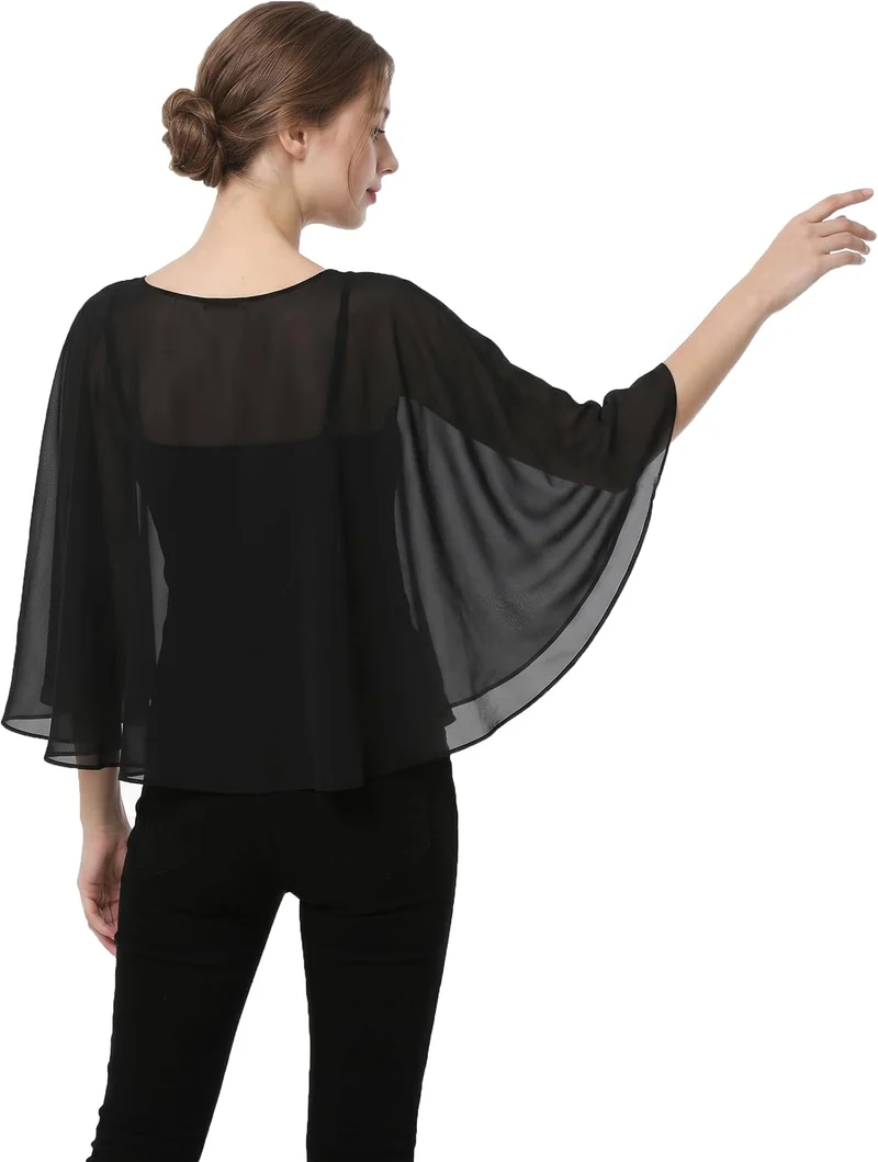 Capes for Womens Casual chiffon shawl Casual Chiffon Cape Sheer cape shawls and wraps Poncho Capelet