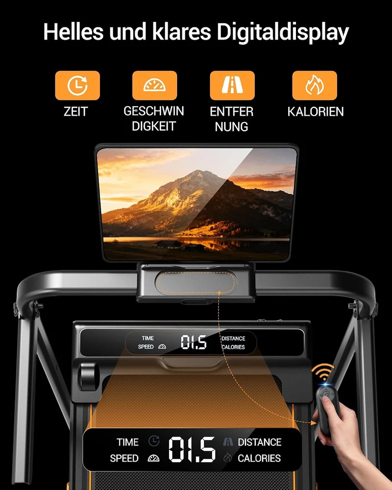 LONTEK Walking Pad für Zuhause mit 0–10% Steigung, Klappbares Laufband 1–10 KM/H, 2.5 HP Motor, Leis