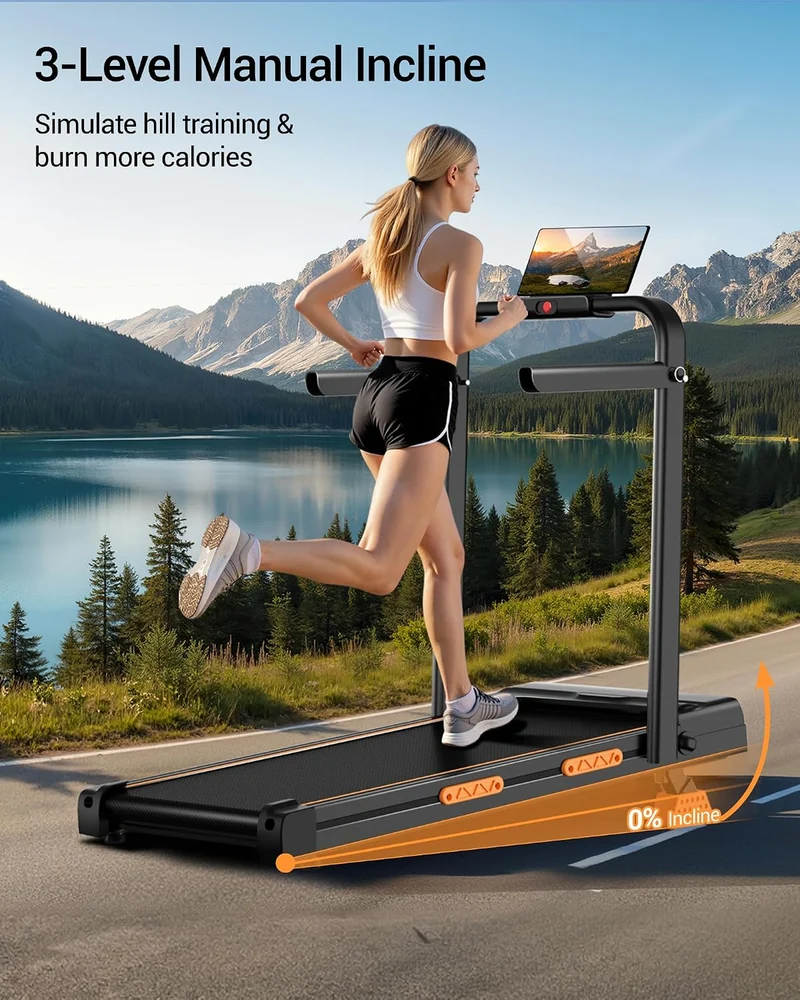 LONTEK Walking Pad für Zuhause mit 0–10% Steigung, Klappbares Laufband 1–10 KM/H, 2.5 HP Motor, Leis