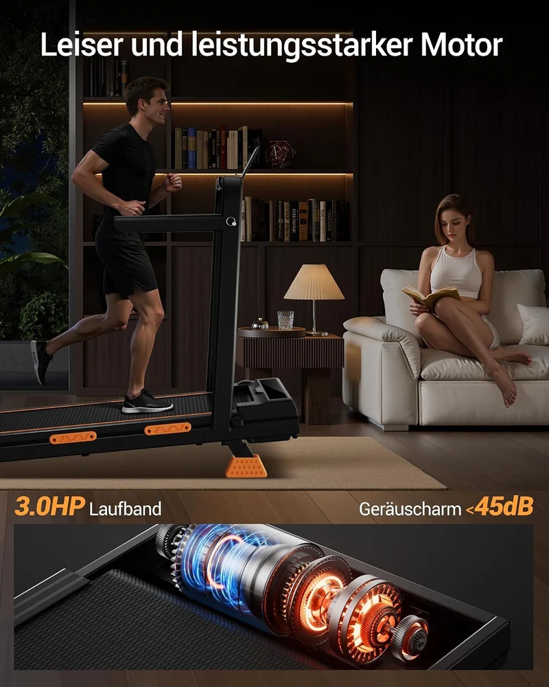 LONTEK Walking Pad für Zuhause mit 0–10% Steigung, Klappbares Laufband 1–10 KM/H, 2.5 HP Motor, Leis
