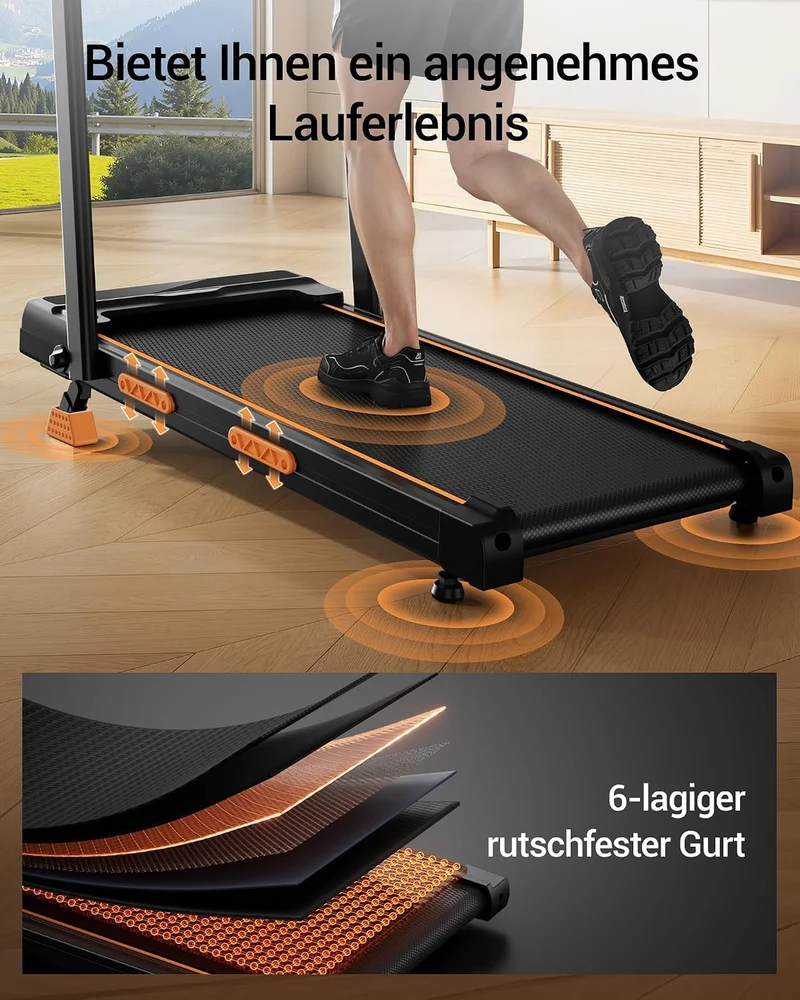 LONTEK Walking Pad für Zuhause mit 0–10% Steigung, Klappbares Laufband 1–10 KM/H, 2.5 HP Motor, Leis
