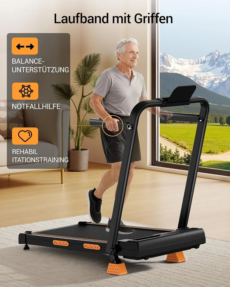 LONTEK Walking Pad für Zuhause mit 0–10% Steigung, Klappbares Laufband 1–10 KM/H, 2.5 HP Motor, Leis