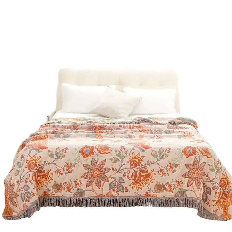 Boho-Schick – Baumwoll Wurfdecke mit Floralem Boho-Muster