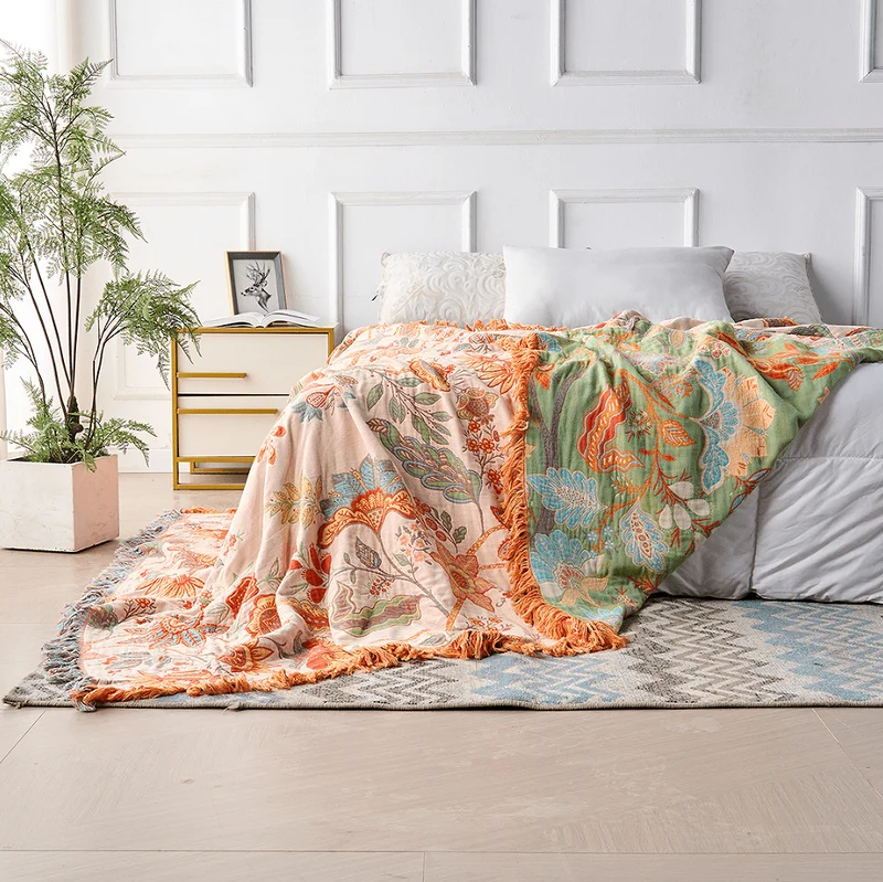 Boho-Schick – Baumwoll Wurfdecke mit Floralem Boho-Muster