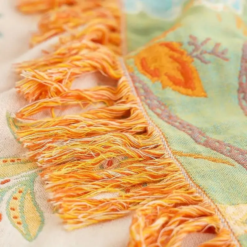 Boho-Schick – Baumwoll Wurfdecke mit Floralem Boho-Muster