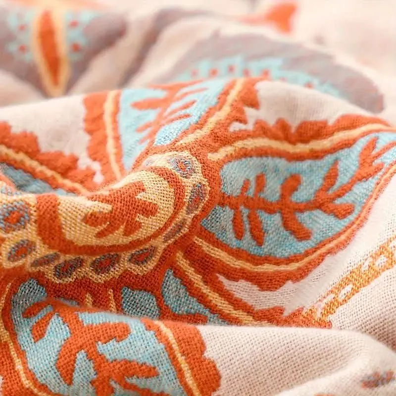 Boho-Schick – Baumwoll Wurfdecke mit Floralem Boho-Muster