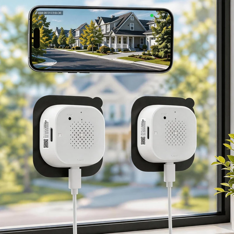 (2 Pack) 2K 3MP Überwachungskamera Innen für Fenster, Fensterkamera mit Farb-Nachtsicht, 5 GHz & 2,4