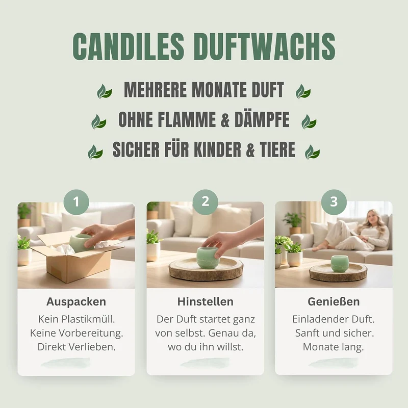 Brombeer-Vanille Raumduft - Candiles Duftwachs | Mehrere Monate Duft ohne Flamme - Sanft & Sicher fü