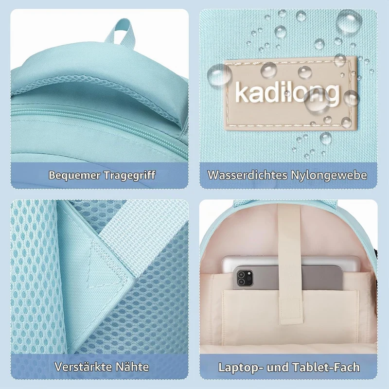 kadilong 17,3 Zoll Rucksack Mädchen Teenager Schultasche Frauen Schulrucksack Studenten Rucksack Lap