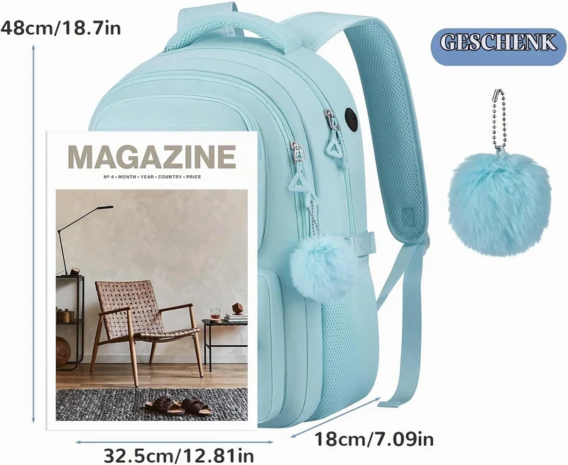 kadilong 17,3 Zoll Rucksack Mädchen Teenager Schultasche Frauen Schulrucksack Studenten Rucksack Lap