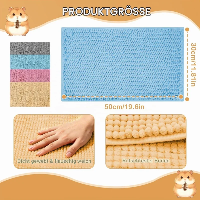 4 Stück Pipipads für Meerschweinchen und Kaninchen, 50x30cm Waschbare PIPI Matten für Kaninchen, Ham