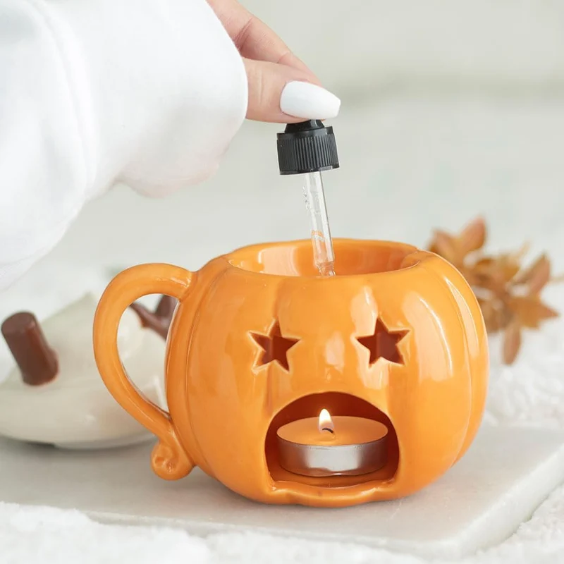 Duftlampe und Wachswärmer mit Deckel, Kürbiscreme | Raumduft Dekor