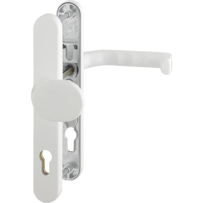 HOPPE Wechselgarnitur Liverpool | PZ 92 mm| Haustür-Garnitur | Schmalschild | weiss | Drücker-Knopf,