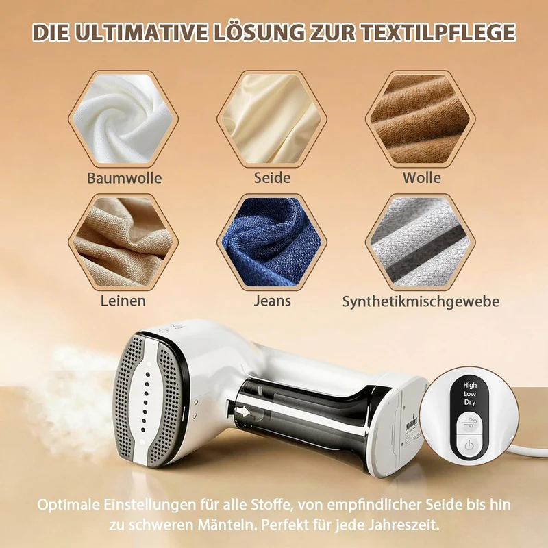 Anbull 2-in-1 Steamer Dampfglätter mit Saugfunktion, 5000 Pa Saugleistung