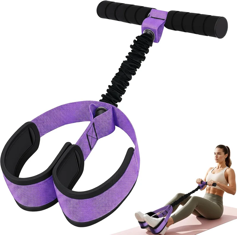 TOMSHOO Pedal Widerstandsbänder mit Griff, Multifunktions Bauchtrainer für Zuhause, Bodybuilding Exp