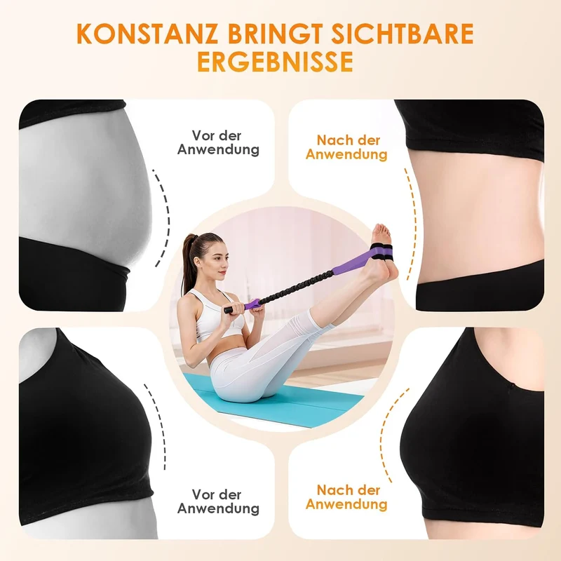 TOMSHOO Pedal Widerstandsbänder mit Griff, Multifunktions Bauchtrainer für Zuhause, Bodybuilding Exp