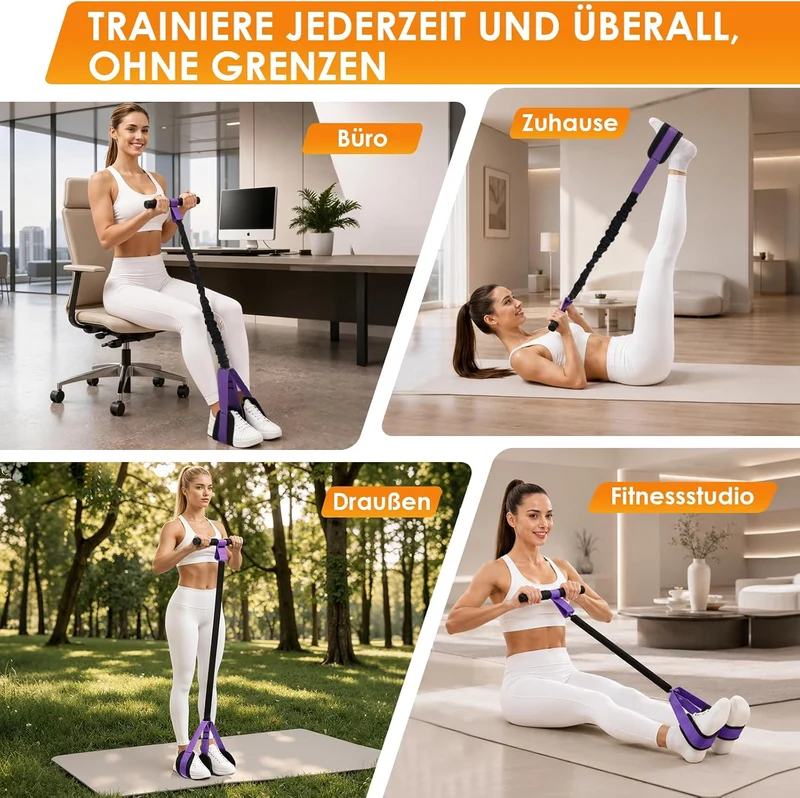 TOMSHOO Pedal Widerstandsbänder mit Griff, Multifunktions Bauchtrainer für Zuhause, Bodybuilding Exp