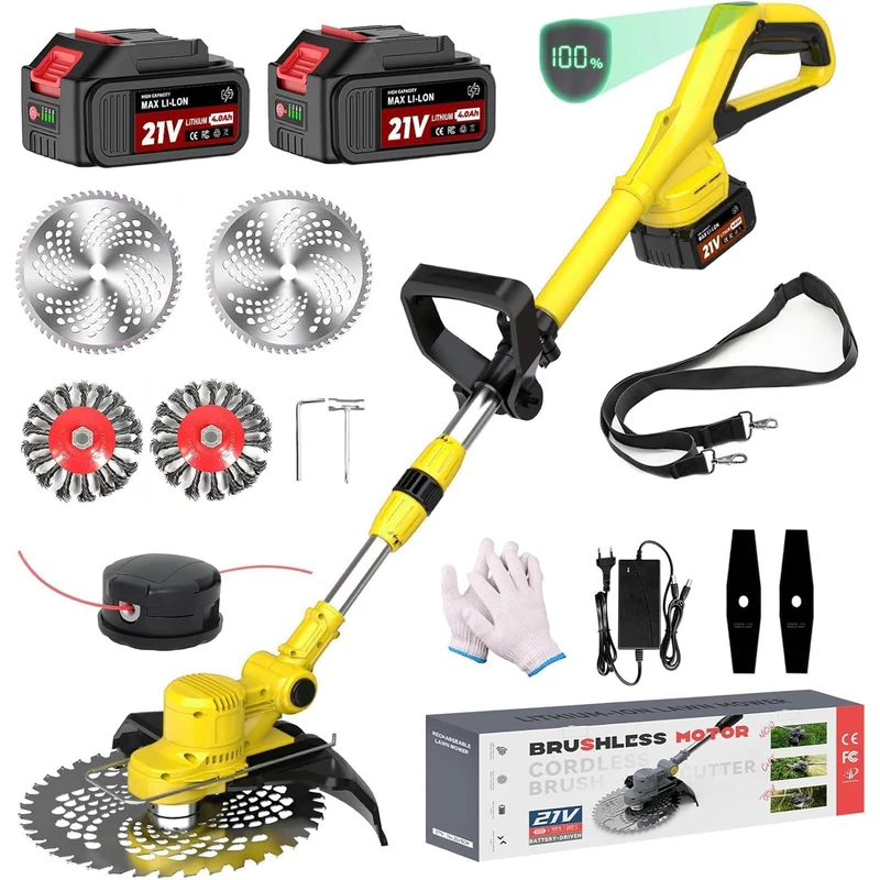Rasentrimmer mit Akku,Akku Rasentrimmer für Makita Akkus, | 4-in-1 Freischneider Akku mit 2X4.0Ah Ak