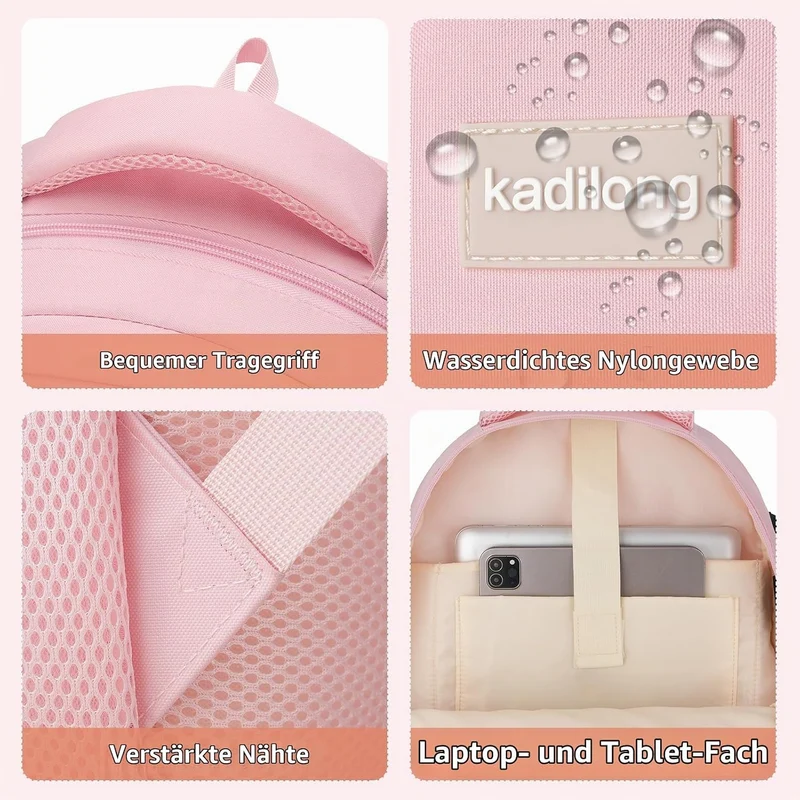 kadilong 17,3 Zoll Schulrucksack Mädchen Teenager Schultasche Frauen Schulranzen Uni Rucksack Damen