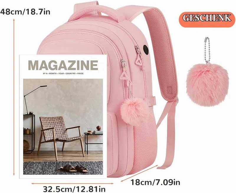 kadilong 17,3 Zoll Schulrucksack Mädchen Teenager Schultasche Frauen Schulranzen Uni Rucksack Damen
