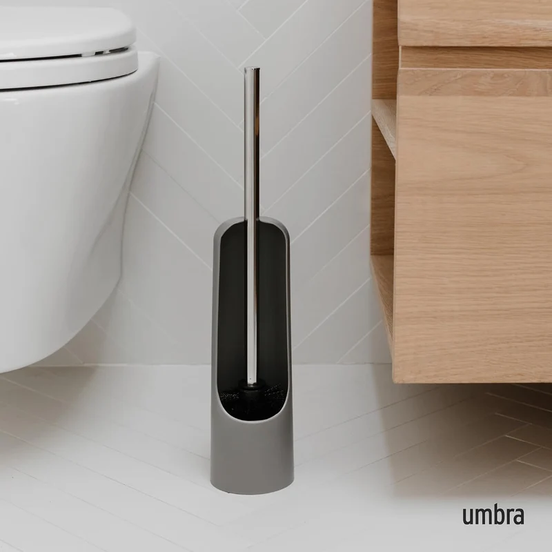 Umbra Touch WC-Bürste mit Halterung – Toilettenbürste mit verstecktem Behälter, langlebig, Schlichte