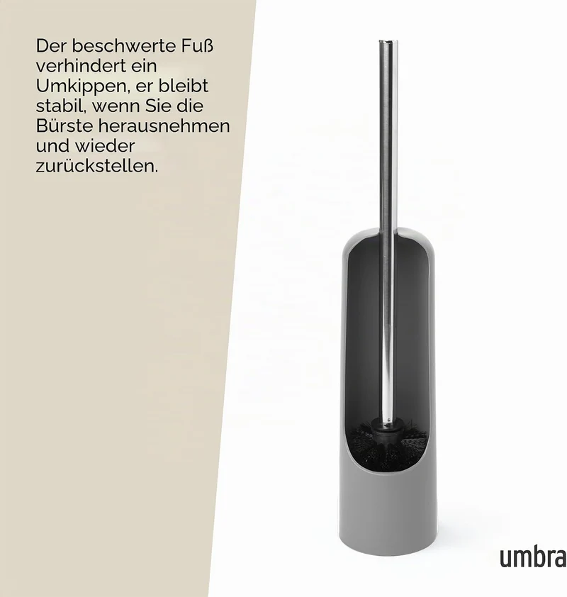 Umbra Touch WC-Bürste mit Halterung – Toilettenbürste mit verstecktem Behälter, langlebig, Schlichte