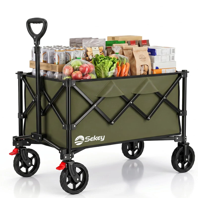 Sekey XXL 4026 Bollerwagen Faltbar 135L 150KG Geländereifen | Faltbollerwagen mit Bremse Handwagen,