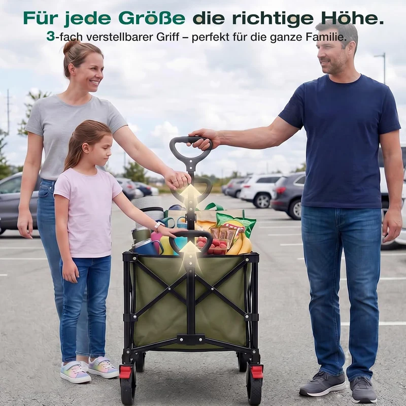 Sekey XXL 4026 Bollerwagen Faltbar 135L 150KG Geländereifen | Faltbollerwagen mit Bremse Handwagen,