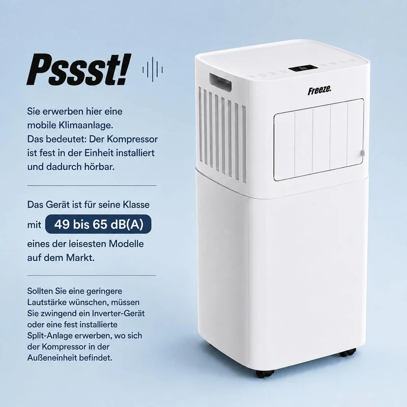 Freeze. nineH 9000BTU Mobile Klimaanlage mit Wärmepumpe, weiss, Monoblock-Klimaanlage und Heizung mi