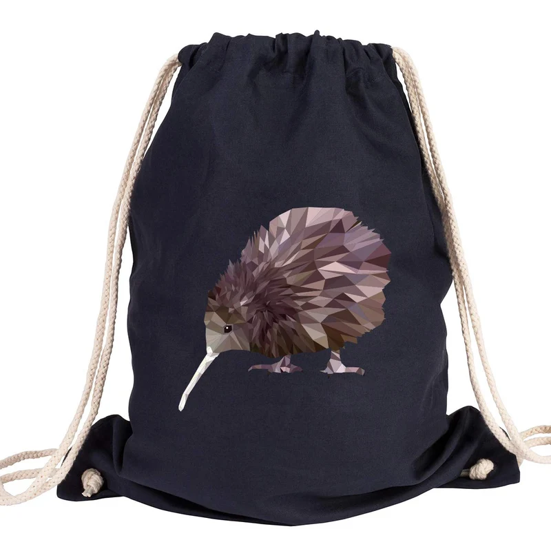 JUNIWORDS Turnbeutel - Wähle ein Motiv & Farbe - "Kiwi" Farbe: Marine Blau Kiwi Marine Blau, Kiwi Ma