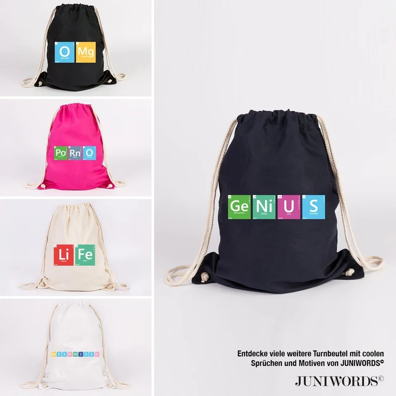 JUNIWORDS Turnbeutel - Wähle ein Motiv & Farbe - "Kiwi" Farbe: Marine Blau Kiwi Marine Blau, Kiwi Ma