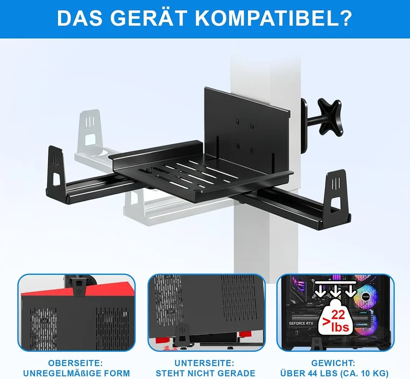 PC-Halterung unter dem Schreibtisch, Under Desk PC Mount