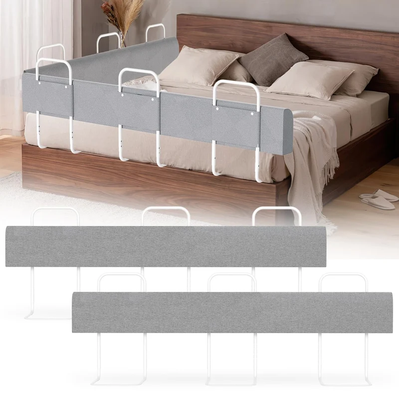 2 Stück Bettgitter Rausfallschutz für Kinder 180cm, Bettschutzgitter 5-Loch Höhenverstellbar, Kinder